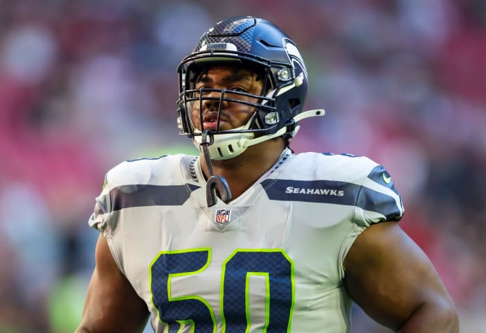 Seattle Seahawks guard Phil Haynes (60) against the Arizona Cardinals at State Farm Stadium.